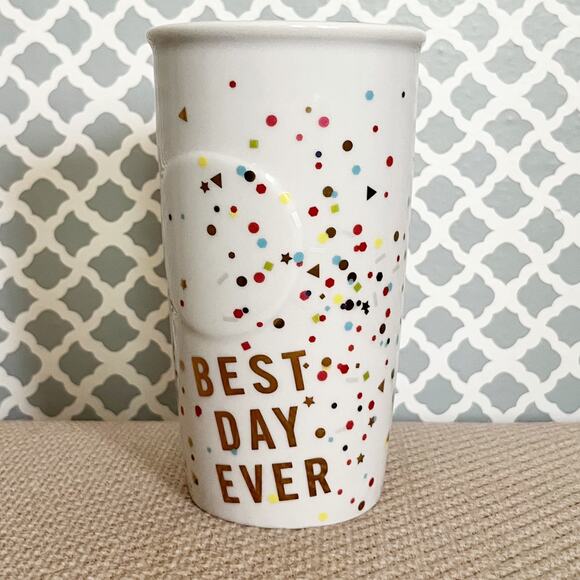 Starbucks “Best Day Ever” Confetti Ceramic Mug with Lid – 10 oz (2015) - Picture 8 of 8